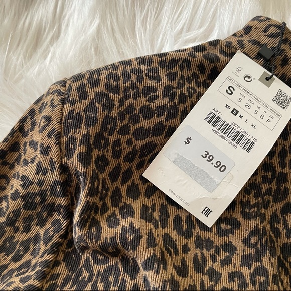 Zara Corduroy Cheetah Long Sleeve Mock Neck Dress - Picture 7 of 10